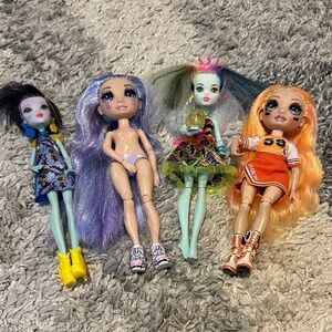 Monster High & Rainbow High Dolls with Blue, Purple, and Orange Hair